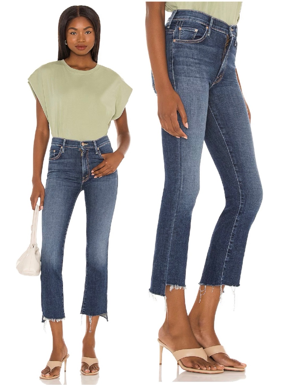 MOTHER The Insider Crop Step Fray Jeans Girl Crush Blue 1157-383 Size 25